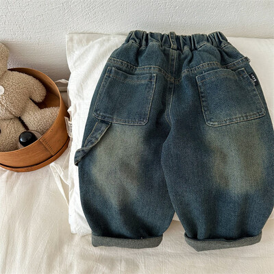 Gyermek nadrág 2024 ősz új fiúk és lányok retro alkalmi farmer baba bő egyenes nadrág