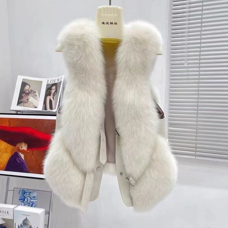 2024-es új divatos női rövid őszi és téli derék, róka haj mellény Ujjatlan kabát Alkalmi kabát Hot Style XK190