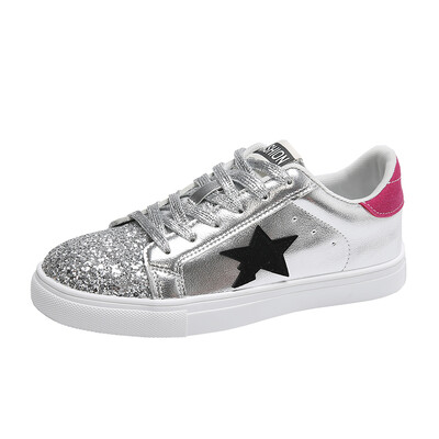 Apavi sievietēm ikdienišķa grezna dzīvokļi Bling sieviešu kedas Ērti dizaina apavi Modes Daudzpusīgi šņorējami Sieviešu apavi kājām