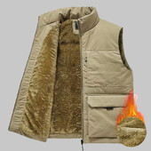 Divat Nagy méretű 6XL Férfi Több zsebes Ruházat Téli Mellény Kabátok Ujjatlan Kabát Férfi Meleg Mellény Polár mellény Férfi