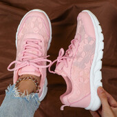 Vasarą kvėpuojantis megztas tinklelis Stars plokščiapadžiai batai, moteriški 2025 m. Nauji suvarstomi laisvalaikio sportbačiai Minkštu padu moteriški bėgimo batai lauke