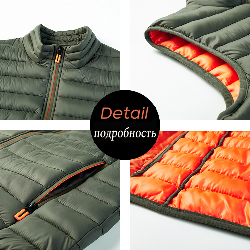 STG 2024 férfi tömör cipzáros ujjatlan pehelymellények divatos férfi téli alkalmi mellény szélálló meleg, kiváló minőségű kabátok