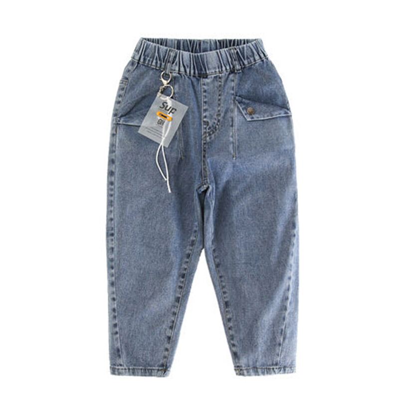 Zēnu džinsi 2024. gada pavasarī, jaunas modes bērnu ikdienas bikses lielā zēna korejiešu versijā, brīvas bikses