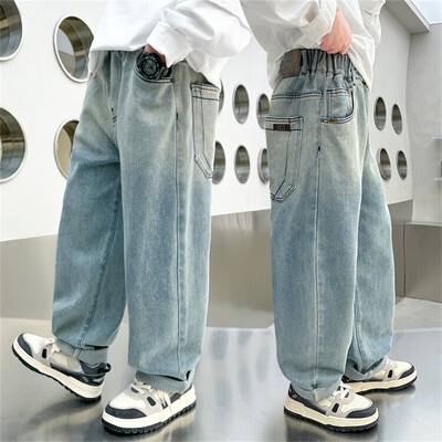 868 korėjietiška versija Boys Street Dance Džinsai Plačios Kelnės Vaikiški Studentai Vaikiški Džinsiniai Tiesios Kelnės
