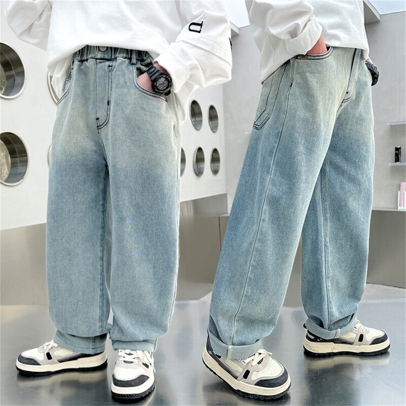 868 korėjietiška versija Boys Street Dance Džinsai Plačios Kelnės Vaikiški Studentai Vaikiški Džinsiniai Tiesios Kelnės