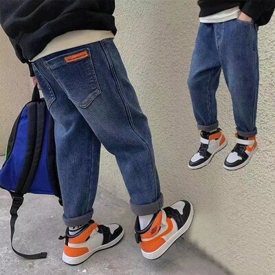 Fiú farmer 2021 új divatos fiú nadrágok klasszikus bő kis nadrágok gyermek nadrágok fekete kék overál