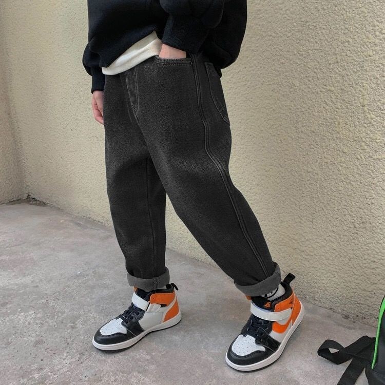 Fiú farmer 2021 új divatos fiú nadrágok klasszikus bő kis nadrágok gyermek nadrágok fekete kék overál