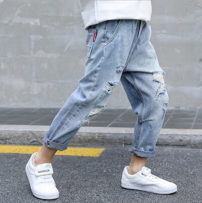 Jauns Pavasaris Rudens Bērnu Džinsi Bikses Kokvilna 110-160cm Zēnu Bikses Ikdienas Bērnu Bikses Džinss Lieli Zēnu Apģērbi