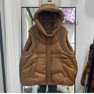 2024 kapucnis pamut női mellény felső őszi téli puffer mellény női kabát új nagy méretű 5XL pamut párnázott ujjatlan
