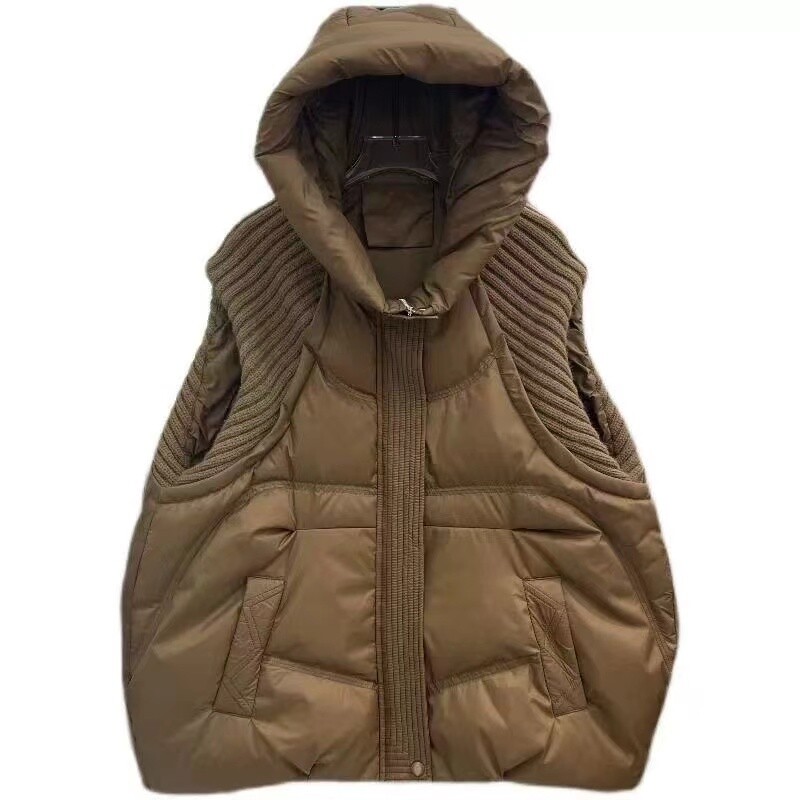 2024 kapucnis pamut női mellény felső őszi téli puffer mellény női kabát új nagy méretű 5XL pamut párnázott ujjatlan