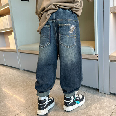 Fiú farmernadrág, 2024. tavasz, új, bő nadrág farmer, gyermek, jóképű őszi rajzfilmnadrág 2 3 4 5 6 7 8 9 10 11 12 13 14 év