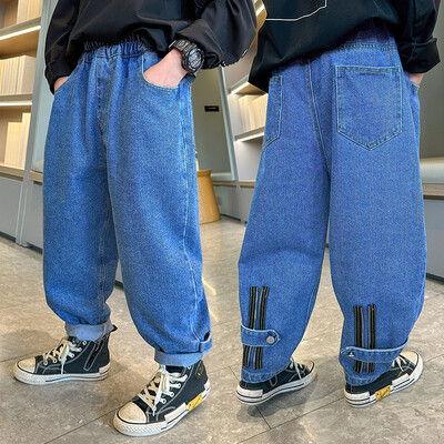 Fiú farmernadrág, 2024. tavasz, új, bő nadrág farmer, gyermek, jóképű őszi rajzfilmnadrág 2 3 4 5 6 7 8 9 10 11 12 13 14 év