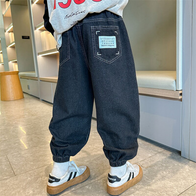 Fiú farmernadrág, 2024. tavasz, új, bő nadrág farmer, gyermek, jóképű őszi rajzfilmnadrág 2 3 4 5 6 7 8 9 10 11 12 13 14 év