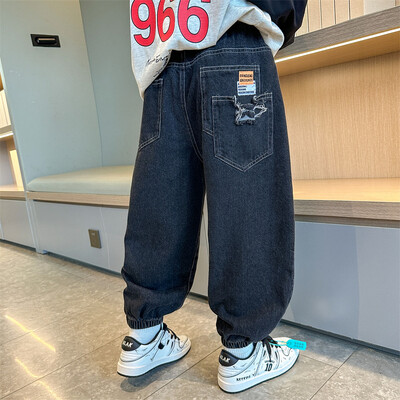 Fiú farmernadrág, 2024. tavasz, új, bő nadrág farmer, gyermek, jóképű őszi rajzfilmnadrág 2 3 4 5 6 7 8 9 10 11 12 13 14 év