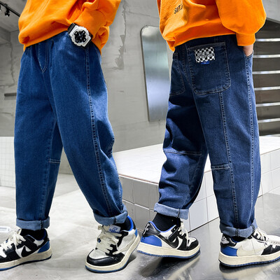 Fiú farmernadrág, 2024. tavasz, új, bő nadrág farmer, gyermek, jóképű őszi rajzfilmnadrág 2 3 4 5 6 7 8 9 10 11 12 13 14 év