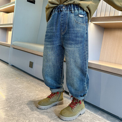 Fiú farmernadrág, 2024. tavasz, új, bő nadrág farmer, gyermek, jóképű őszi rajzfilmnadrág 2 3 4 5 6 7 8 9 10 11 12 13 14 év