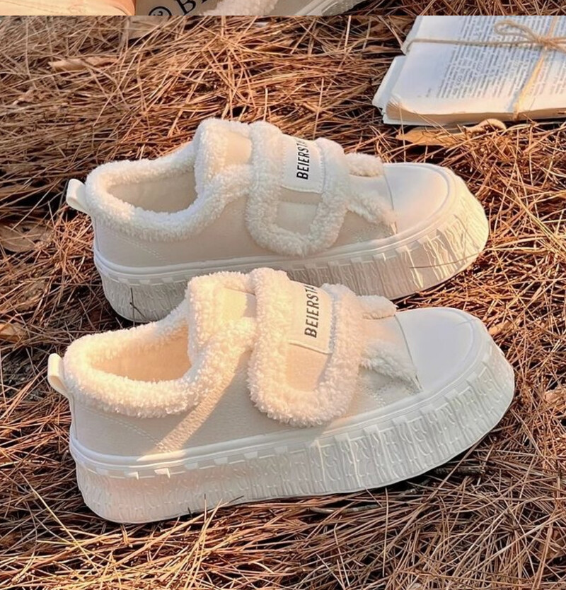 Kailinė platforma Moteriški sportbačiai Drobiniai plokščiapadžiai medvilniniai batai trumpi pliušiniai laisvalaikio batai, 2024 m. žiemos tendencija, vaikščiojimas, jaukus mujer zapatillas
