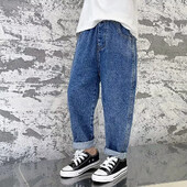 Divatos koreai stílusú, 2023-as, lezser, egyenes szárú farmernadrág fiúknak, kilencedik viseletnek ellenálló tizenéves divat