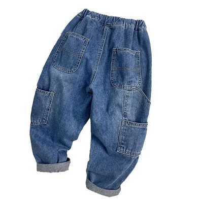 Divatos koreai stílusú, 2023-as, lezser, egyenes szárú farmernadrág fiúknak, kilencedik viseletnek ellenálló tizenéves divat