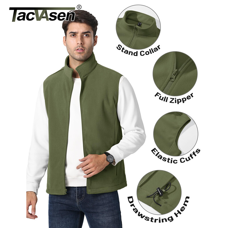 TACVASEN gyapjú mellény dzsekik férfi állógallér Ujjatlan kabát tavaszi őszi alkalmi mellény horgászat túrázás kültéri mellény férfi