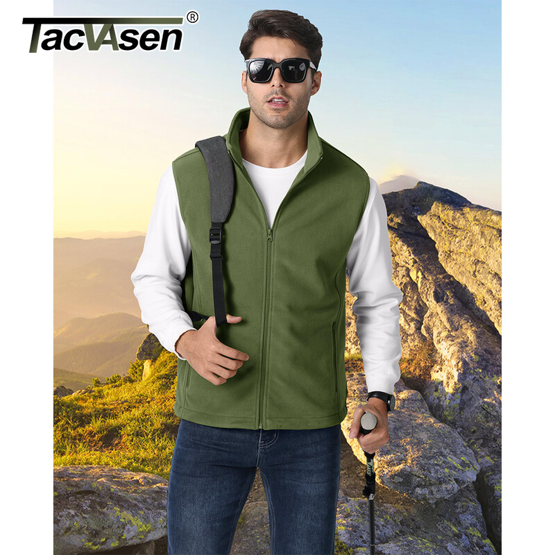 TACVASEN gyapjú mellény dzsekik férfi állógallér Ujjatlan kabát tavaszi őszi alkalmi mellény horgászat túrázás kültéri mellény férfi