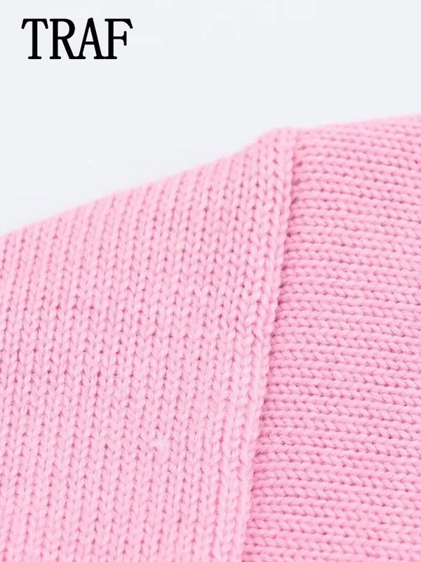 TRAF 2024 Kötött mellény Új divat Vágott pulóverek Női mellények 2024 Ujjatlan pulóver, női elegáns mellény felső