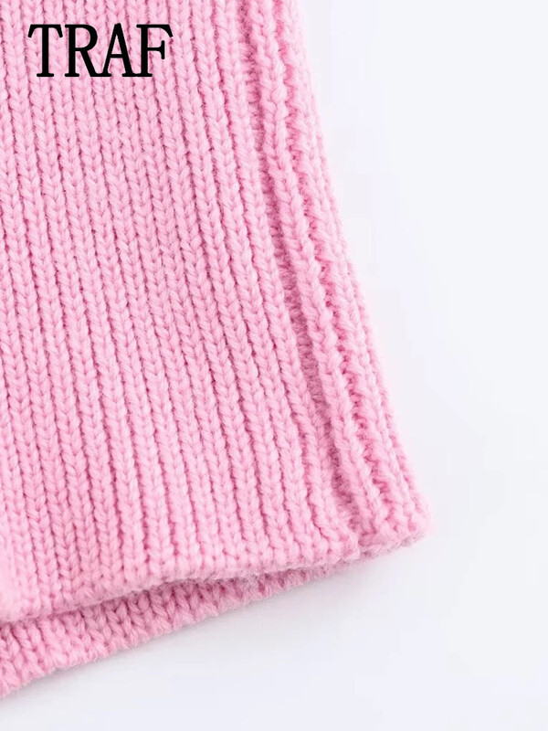 TRAF 2024 Kötött mellény Új divat Vágott pulóverek Női mellények 2024 Ujjatlan pulóver, női elegáns mellény felső