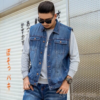 Férfi farmer mellény férfi kék koreai kabát ujjatlan nagy yards cowboy mellény szép dagály mellény férfiaknak 7XL 6XL 5XL