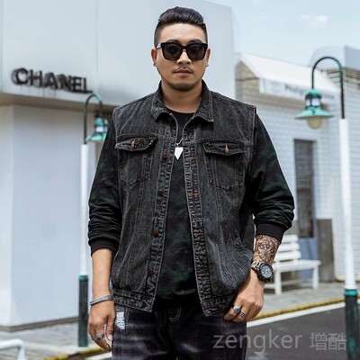 Férfi farmer mellény férfi kék koreai kabát ujjatlan nagy yards cowboy mellény szép dagály mellény férfiaknak 7XL 6XL 5XL