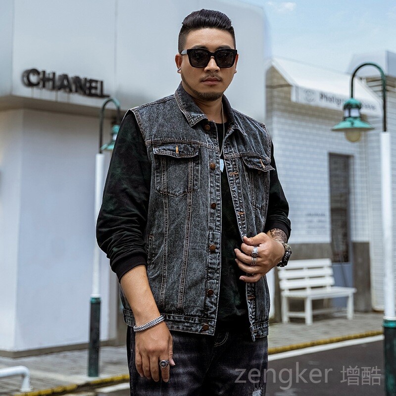 Férfi farmer mellény férfi kék koreai kabát ujjatlan nagy yards cowboy mellény szép dagály mellény férfiaknak 7XL 6XL 5XL