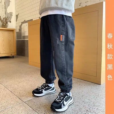 Tavaszi fiú farmerek divatos egyenes nadrágok tini gyerekek alkalmi hosszú nadrágok őszi gyerek nadrágok 4-14 éves fiúknak hosszú nadrágok