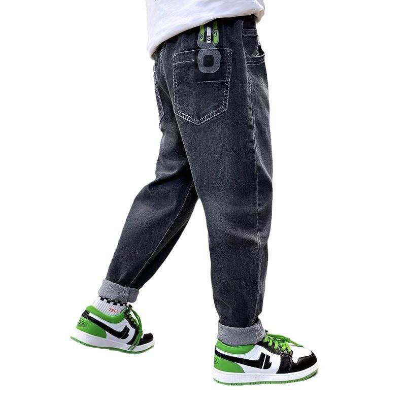 Tavaszi fiú farmerek divatos egyenes nadrágok tini gyerekek alkalmi hosszú nadrágok őszi gyerek nadrágok 4-14 éves fiúknak hosszú nadrágok