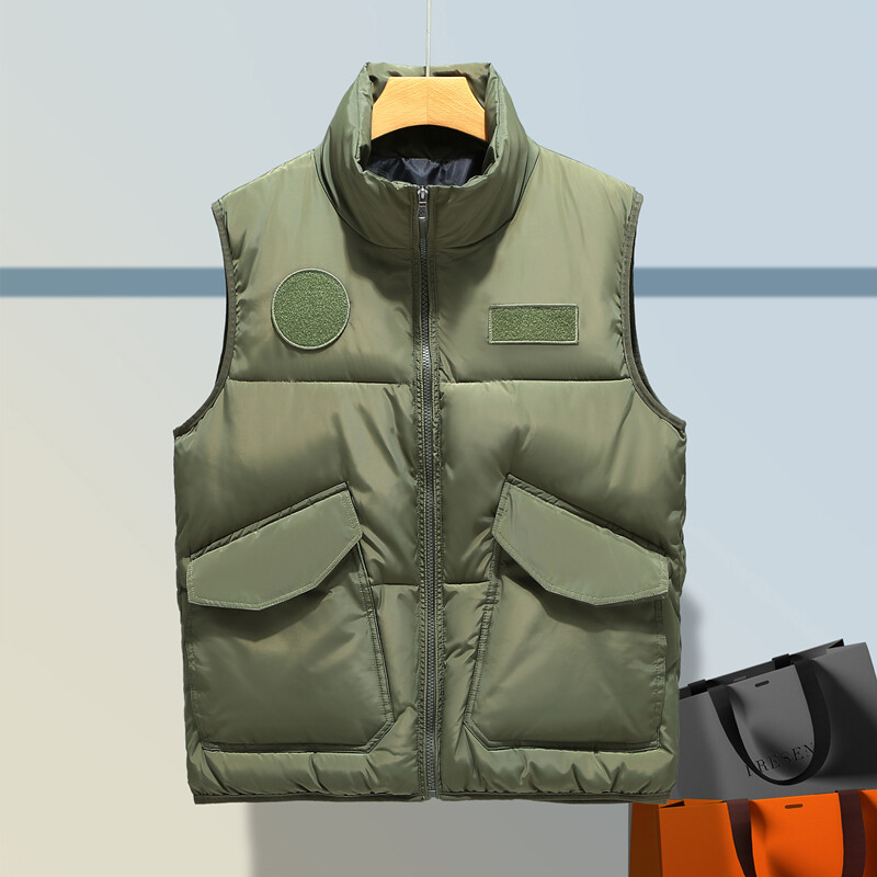 Masīva veste Vīriešu jaka bez piedurknēm Ikdienas ziemas veste Vīriešu bieza, silta kabata Velcro veste Ārdrēbes Vīriešu hipsteru vīriešu apģērbi