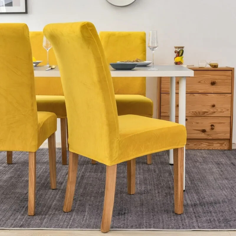 Velvet plüss székhuzat Gold Mink Velvet Home Hotel székhuzat egyrészes elasztikus étkező nappali ülőpárna székhuzat