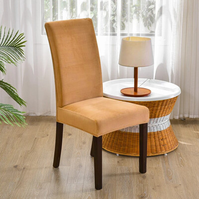 2024 m. minkštas aksominis valgomojo kėdės užvalkalas Universalus ilgos nugaros kėdės užvalkalai elastingas sėdynės apsauginis dėklas, skirtas valgomojo namų dekoravimui