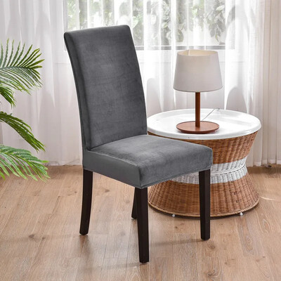 2024 m. minkštas aksominis valgomojo kėdės užvalkalas Universalus ilgos nugaros kėdės užvalkalai elastingas sėdynės apsauginis dėklas, skirtas valgomojo namų dekoravimui