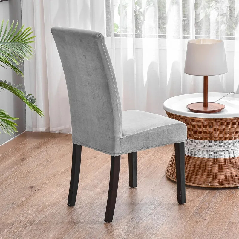 2024 m. minkštas aksominis valgomojo kėdės užvalkalas Universalus ilgos nugaros kėdės užvalkalai elastingas sėdynės apsauginis dėklas, skirtas valgomojo namų dekoravimui