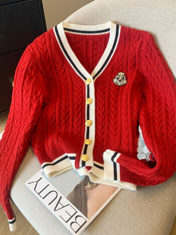 Preppy Style Cashmere Top Γυναικείο πουλόβερ με λαιμόκοψη με V Ζεστά πλεκτά ρούχα Jumper Casual πουλόβερ Φθινόπωρο Χειμώνας Kpop 2000s Aesthetic