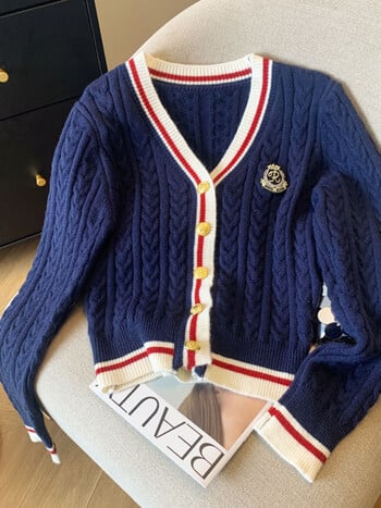 Preppy Style Cashmere Top Γυναικείο πουλόβερ με λαιμόκοψη με V Ζεστά πλεκτά ρούχα Jumper Casual πουλόβερ Φθινόπωρο Χειμώνας Kpop 2000s Aesthetic