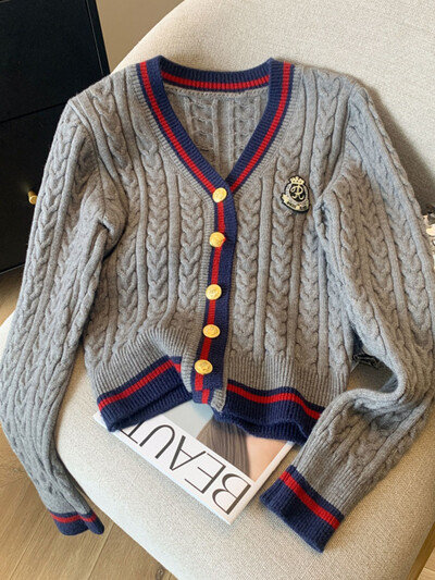 Top din cașmir în stil Preppy Pulover cu decolteu în V Tricoturi calde Pulover Haine Pulover casual Toamna Iarnă Kpop Anii 2000 Estetică