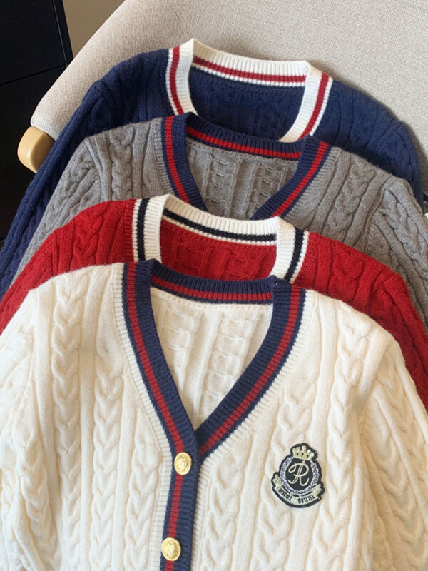 Top din cașmir în stil Preppy Pulover cu decolteu în V Tricoturi calde Pulover Haine Pulover casual Toamna Iarnă Kpop Anii 2000 Estetică