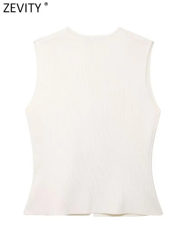 Zevity új női divatos V nyakú, ujjatlan aranygombos, kötött mellényű pulóver, női elegáns, egysoros kardigán felsők SW6250