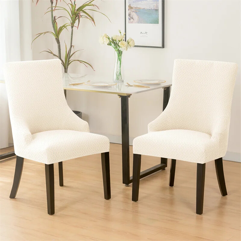 Jacquard ferde székhuzat Elasztikus étkezőszék huzatok magas háttámlával, akcentussal Esküvői székek Ülőtok otthoni parti bankett dekorációhoz