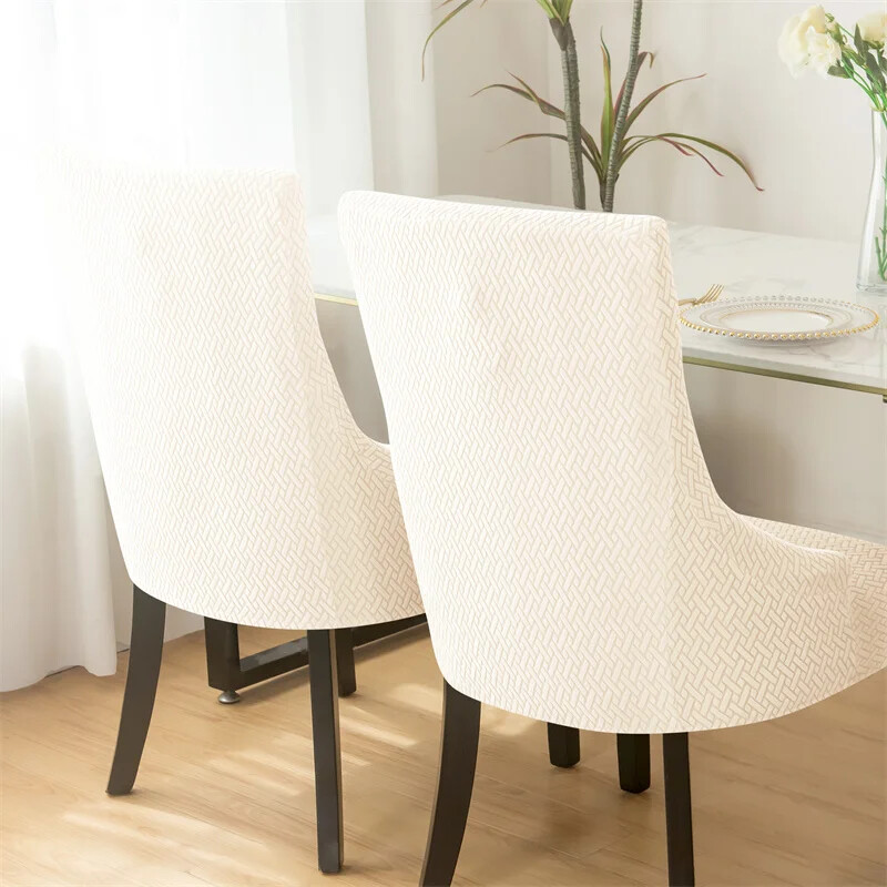 Jacquard ferde székhuzat Elasztikus étkezőszék huzatok magas háttámlával, akcentussal Esküvői székek Ülőtok otthoni parti bankett dekorációhoz