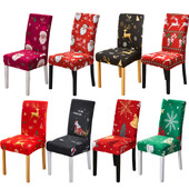 2024 Karácsonyi dekorációs székhuzatok étkezőszékhez, elasztikus lakberendezési irodai szék esküvői szék