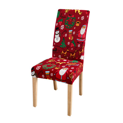 Székhuzat ebédlő 2024 karácsonyi dekoráció Mikulás hópehely nyomtatás Karácsonyi székhuzatok Stretch levehető szék üléshuzat