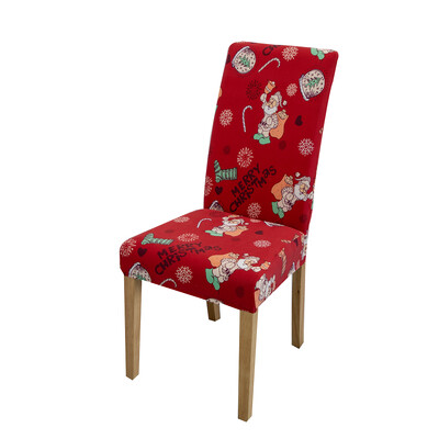 Székhuzat ebédlő 2024 karácsonyi dekoráció Mikulás hópehely nyomtatás Karácsonyi székhuzatok Stretch levehető szék üléshuzat