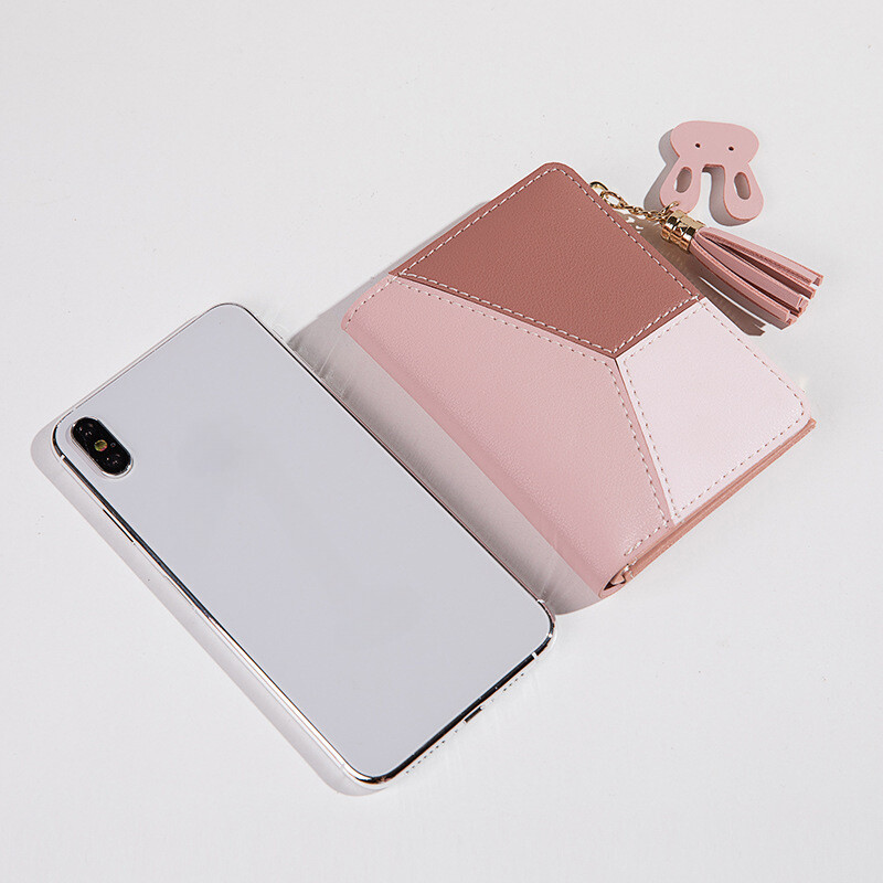 Női divatos rövid pénztárca érme pénztárca női kártyatartó kis női PU bőr pénztárca Női kétszeres Hasp mini aranyos kuplung