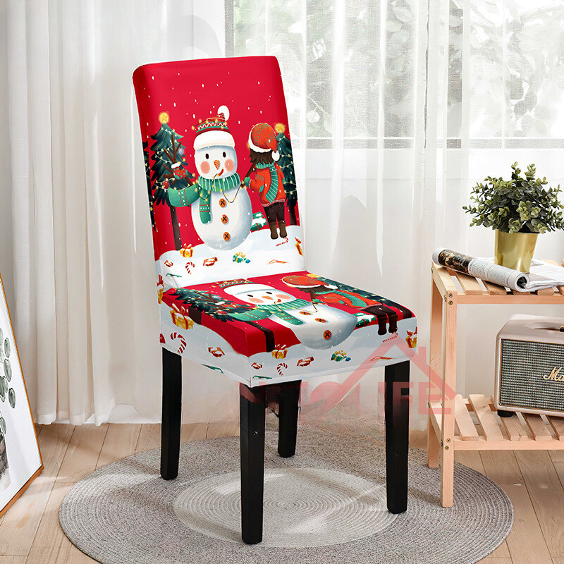 2/4db karácsonyi all-inclusive tejselyem elasztikus étkezőszékhuzat digitálisan nyomtatott, szépítő dekoratív székhuzat