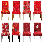 Karácsonyi elasztikus székhuzat étkezőbe Piros Mikulás Xmas Konyha Hotel Otthon Dekoratív cipzárak Szék ülőhuzatok